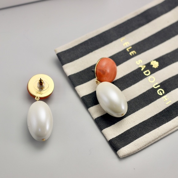 Lele Sadoughi drop stone pearl earrings - Picture 2 of 4